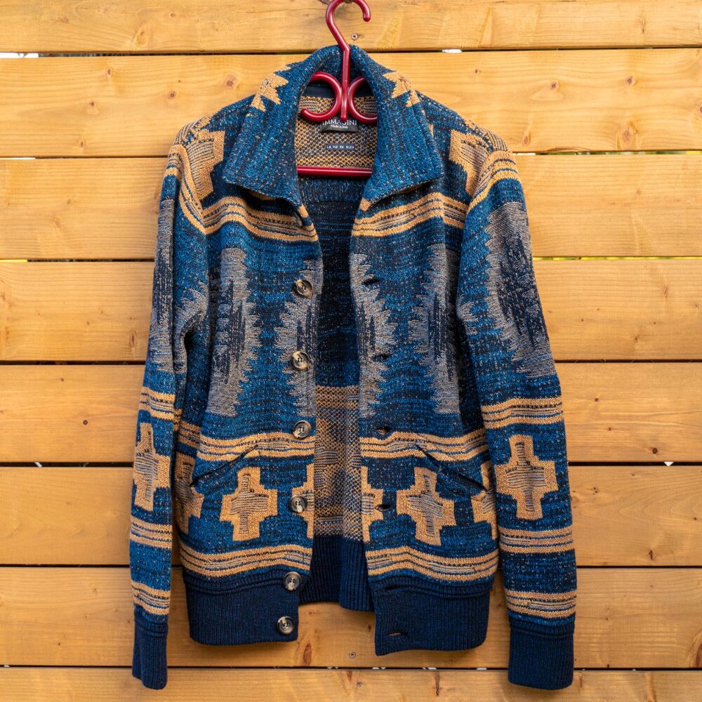 Italian Tribal Knit Luxury Cardigan IMMAGINI (Men's Medium)